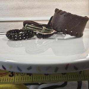 Men's 4-piece Brown Leather Bracelet Set